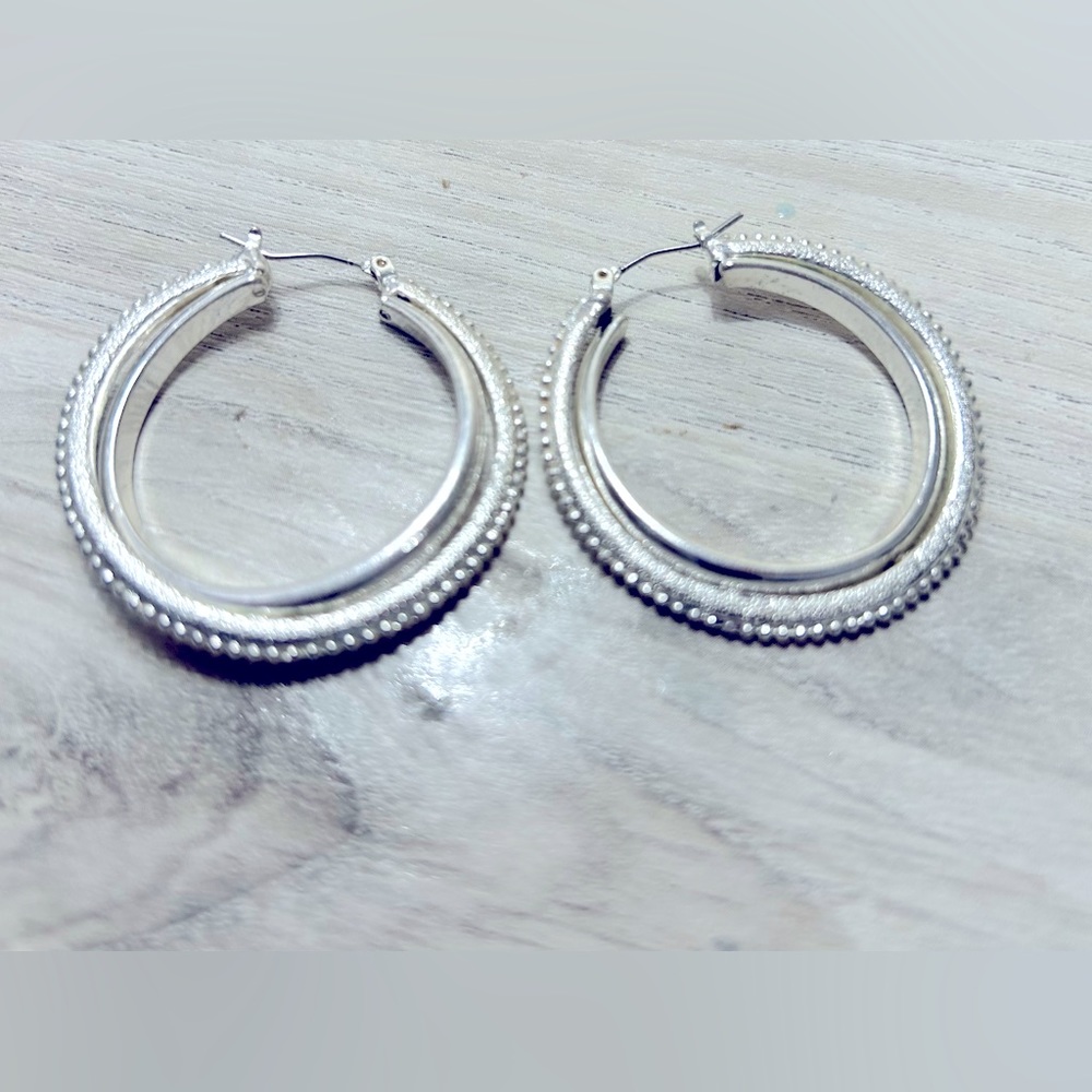 Silver Large Hoop Earrings Never Worn